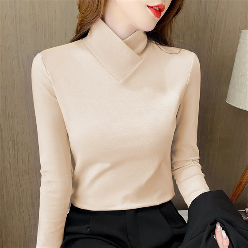 Pure Color Trendy Slim Fit Dralon Bottoming Shirt