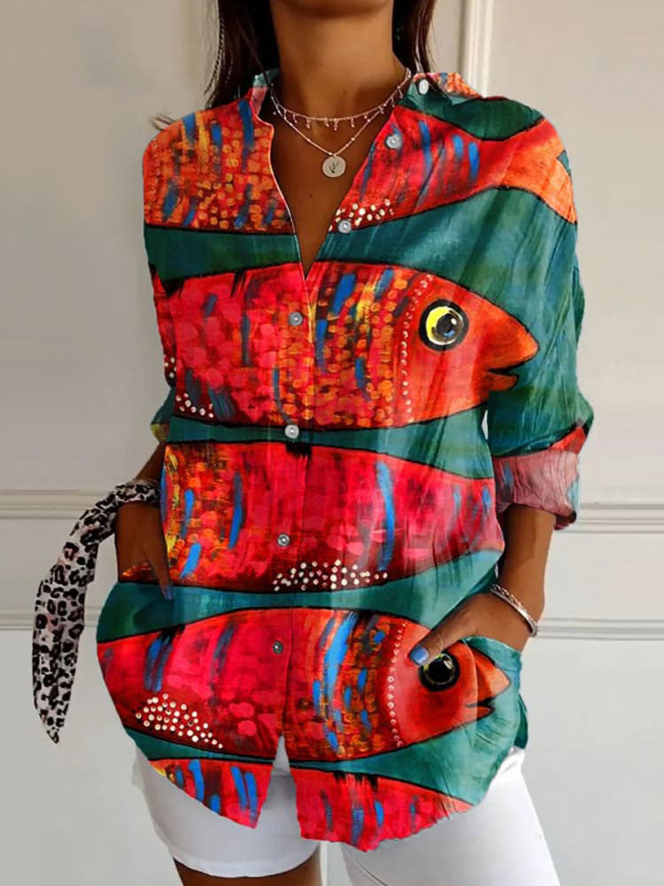 Women's Long Shirt Half Sleeve Floral Print