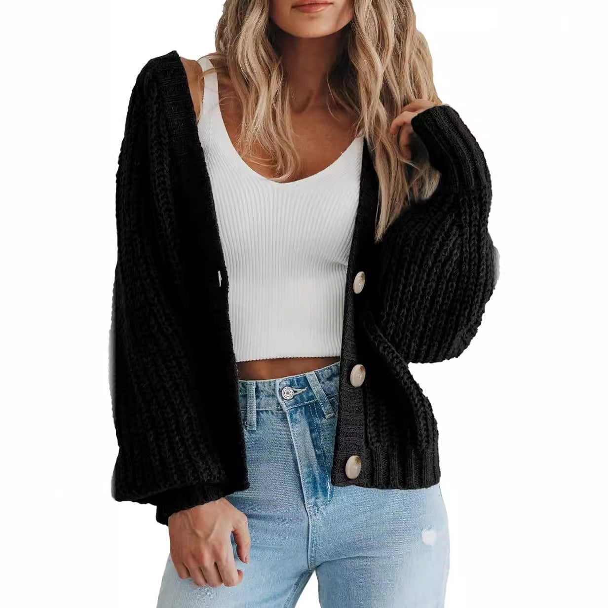 Women's Thick Knitted Cardigan Sweater