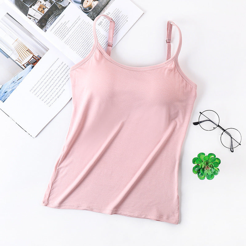One-piece With Chest Pad Wear-free Bra Wireless Spaghetti-strap Vest Women's Small Underwear Bandeau Base Adjustable Shoulder Strap