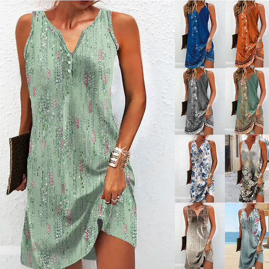 Fashion Personality Lady's Flower Printing Dress