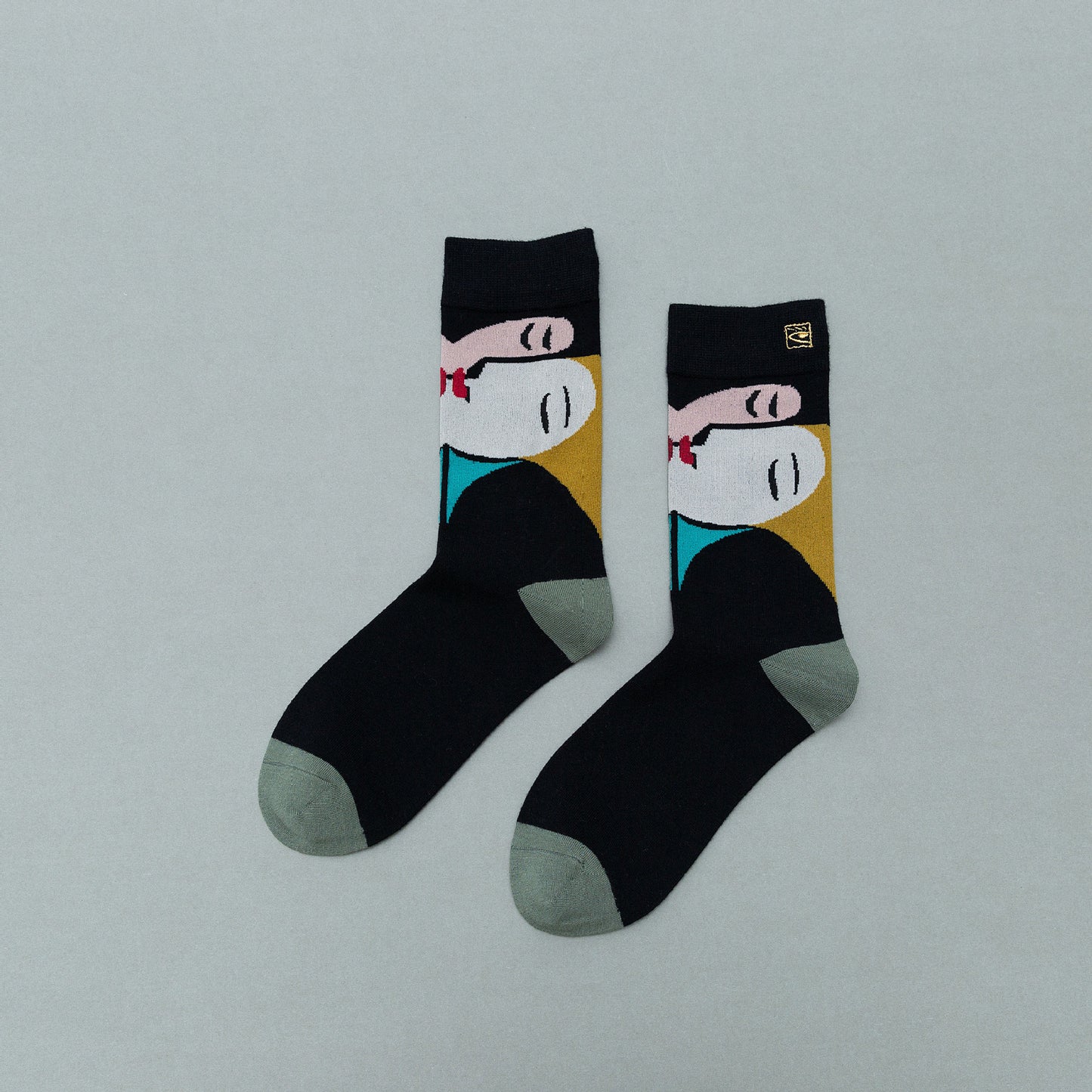 Personality contrast color graffiti character in tube socks Street style fashion cotton socks
