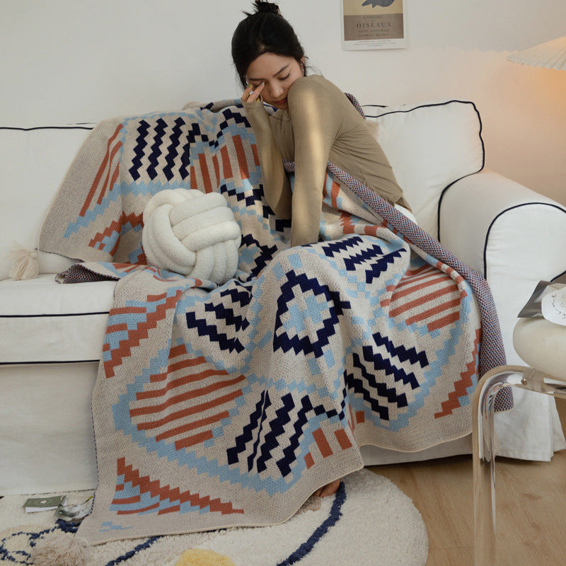 Bohemian Style Sofa Blanket Bay Window Knitted