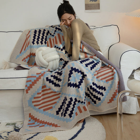 Bohemian Style Sofa Blanket Bay Window Knitted