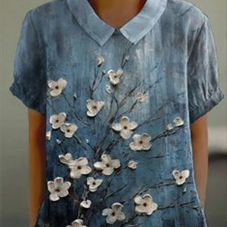 Retro Floral Cute Style Short Sleeve T-shirt