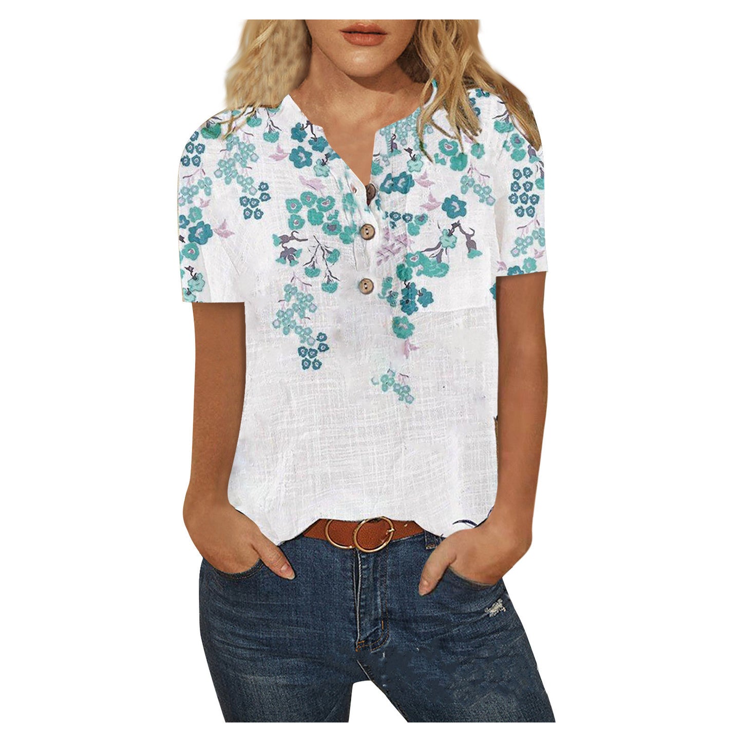 Printed Loose Casual Shirt Plus Size Women's Top