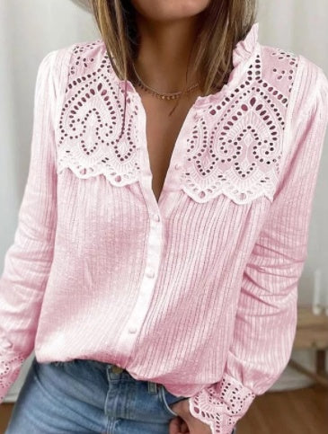 Autumn New Women's Lace Stitching Shirt Women