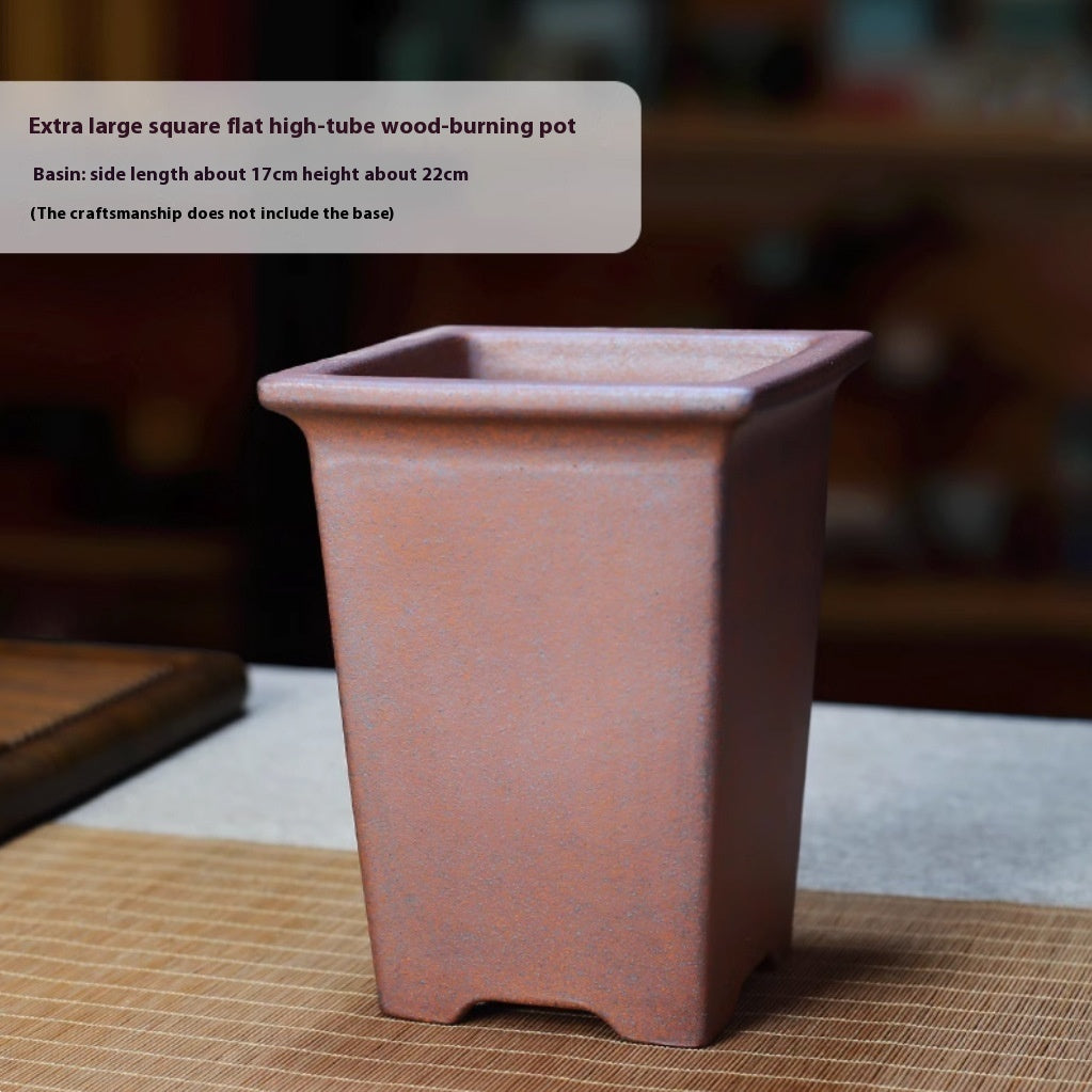 Purple Sand Flower Pot Firewood Square Handmade Bonsai