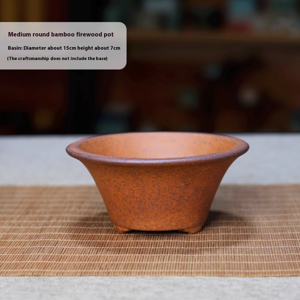 Purple Sand Flower Pot Firewood Square Handmade Bonsai