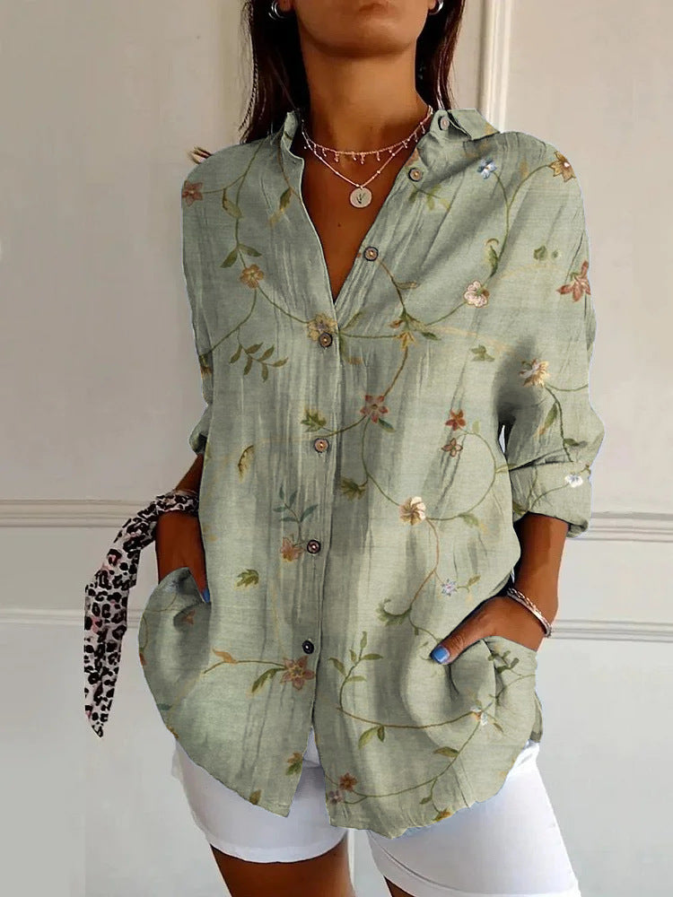 Women's Long Shirt Half Sleeve Floral Print