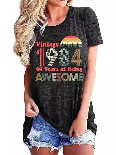 Vintage 1984 Women's Letter Print Party Top