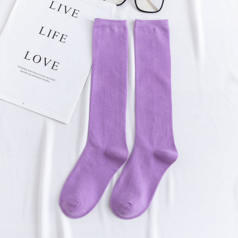 Women's color mid-tube knee socks