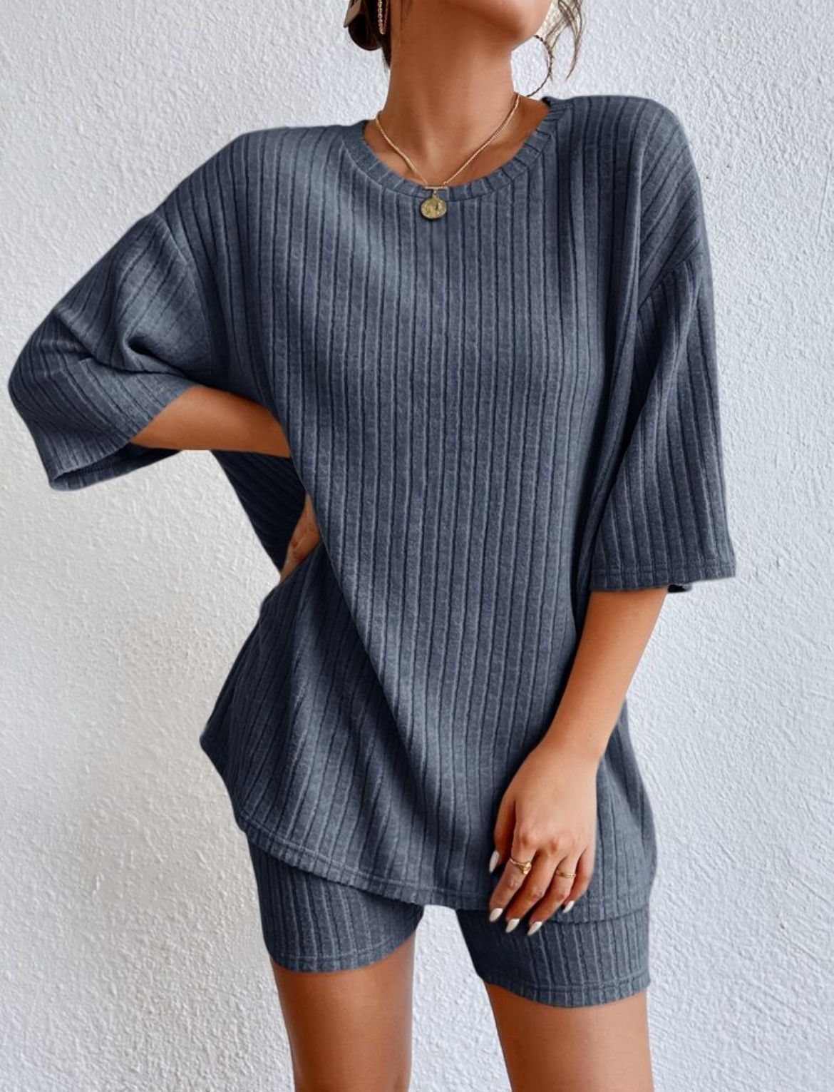 Fashion Casual Solid Color Shorts Suit