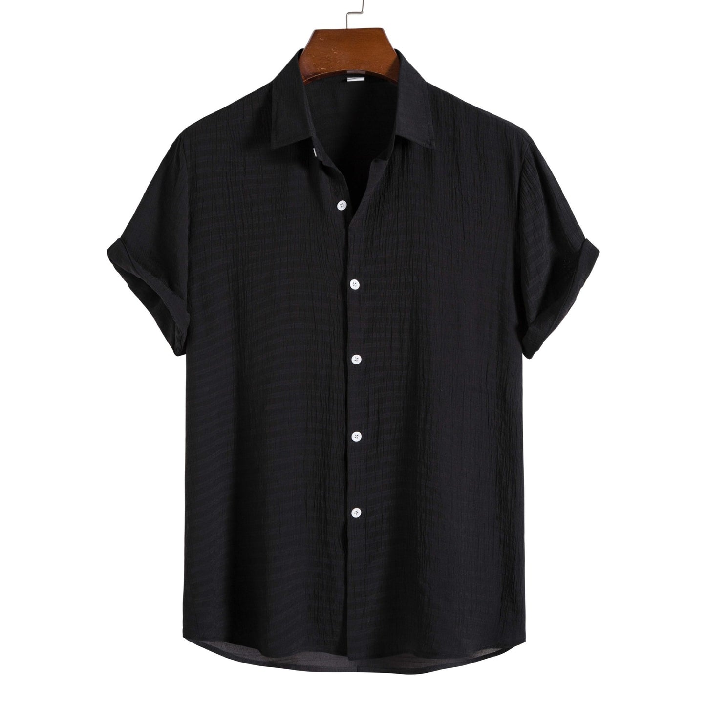 Simple Dark Checkered Short Sleeved Shirt For Men