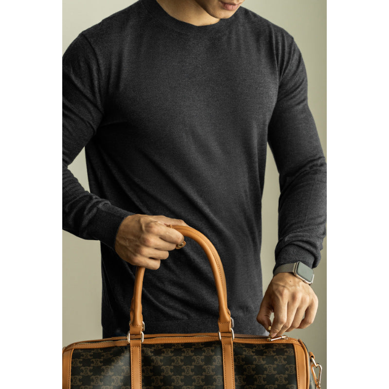 Wool Mulberry Silk 16-pin Import Machine Men's Knitted Long Sleeve