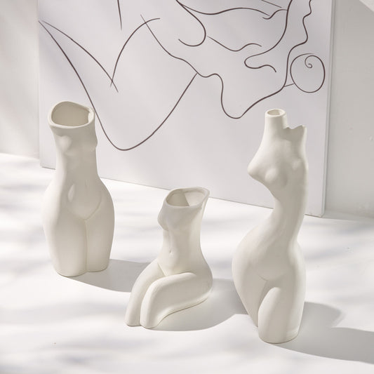 White Simple Creative Ceramic Dried Flower Vase