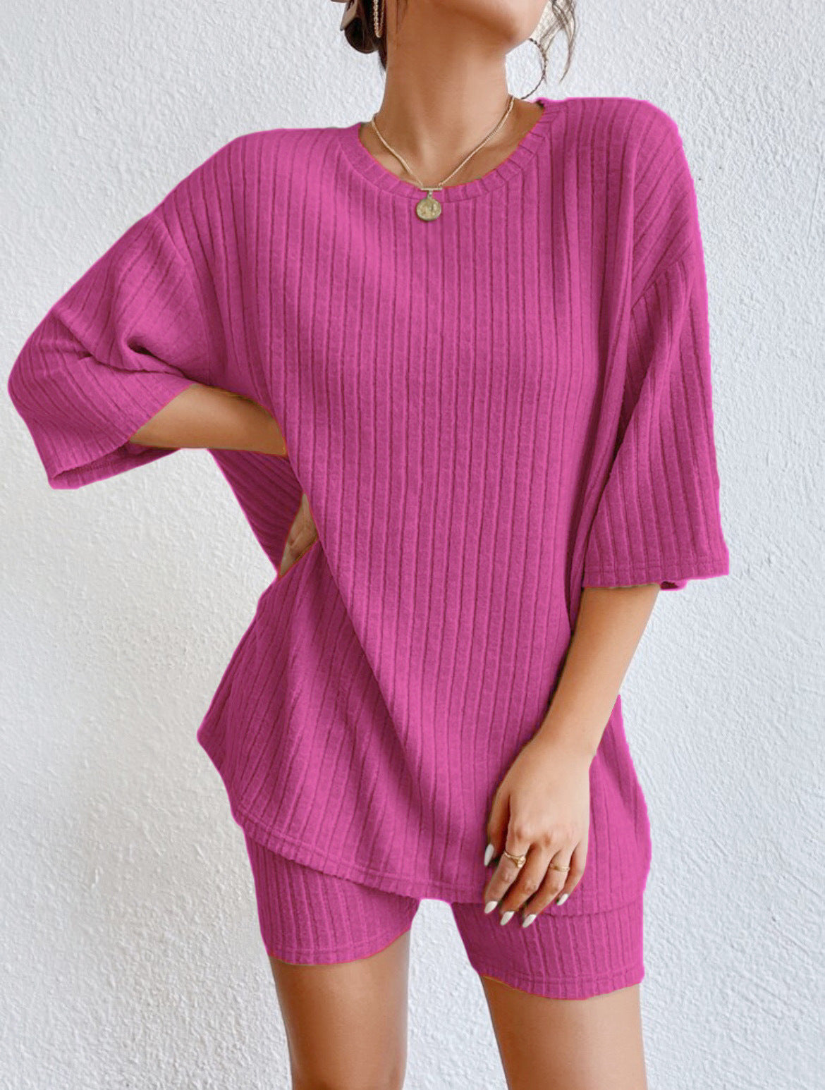Fashion Casual Solid Color Shorts Suit