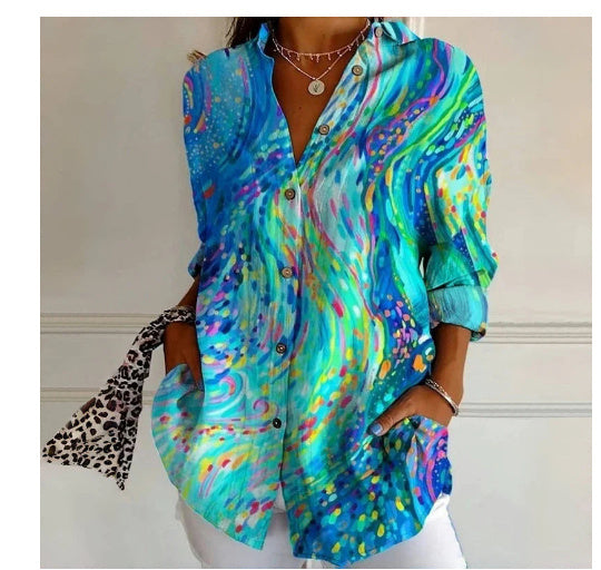 Women's Long Shirt Half Sleeve Floral Print