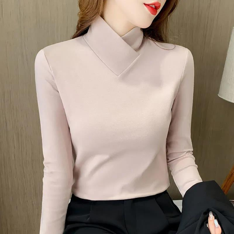 Pure Color Trendy Slim Fit Dralon Bottoming Shirt
