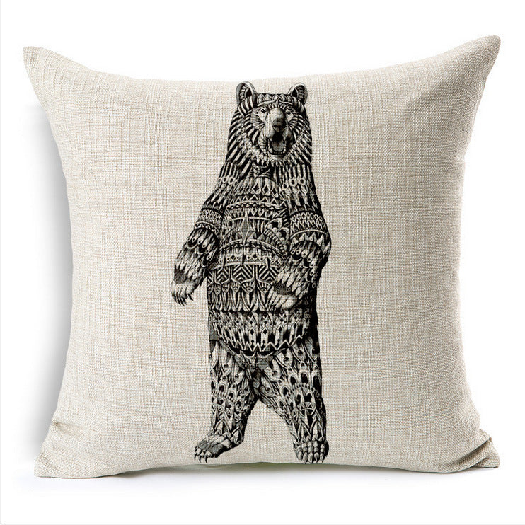 Simple Elephant Cotton Linen Pillowcase Cushion