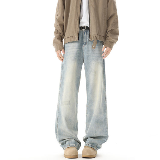 Men's Retro Light Blue Straight Casual Jeans