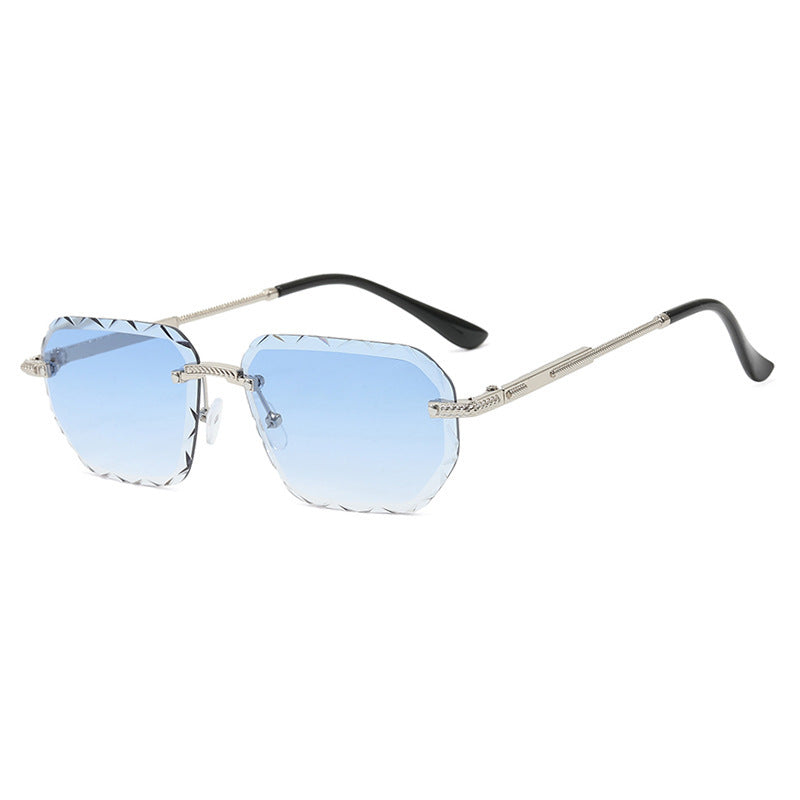 Frameless Trimming Square Small Frame Sunglasses Metal Female