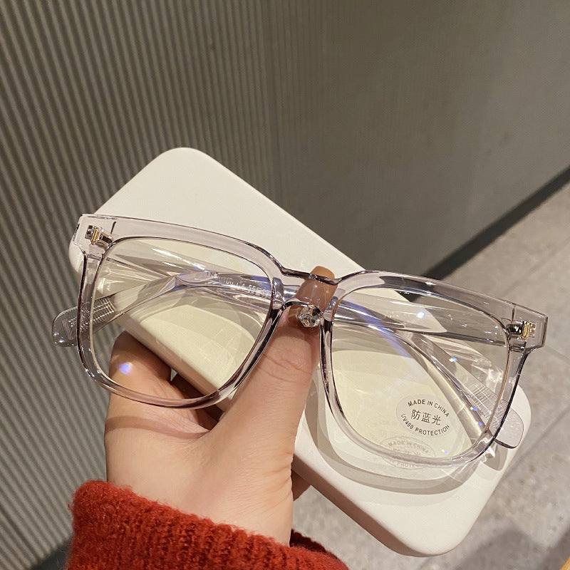 Retro Black Frame Matte Big Rim Round Face Slimming Optical Glasses Anti-blue Light Female