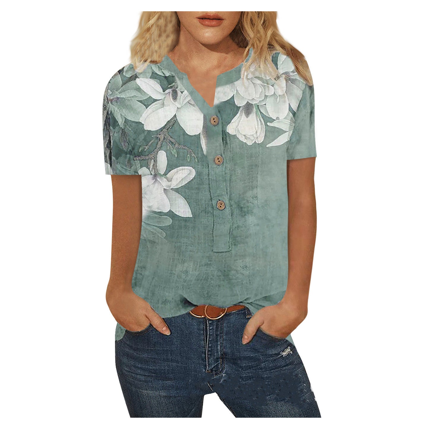 Printed Loose Casual Shirt Plus Size Women's Top