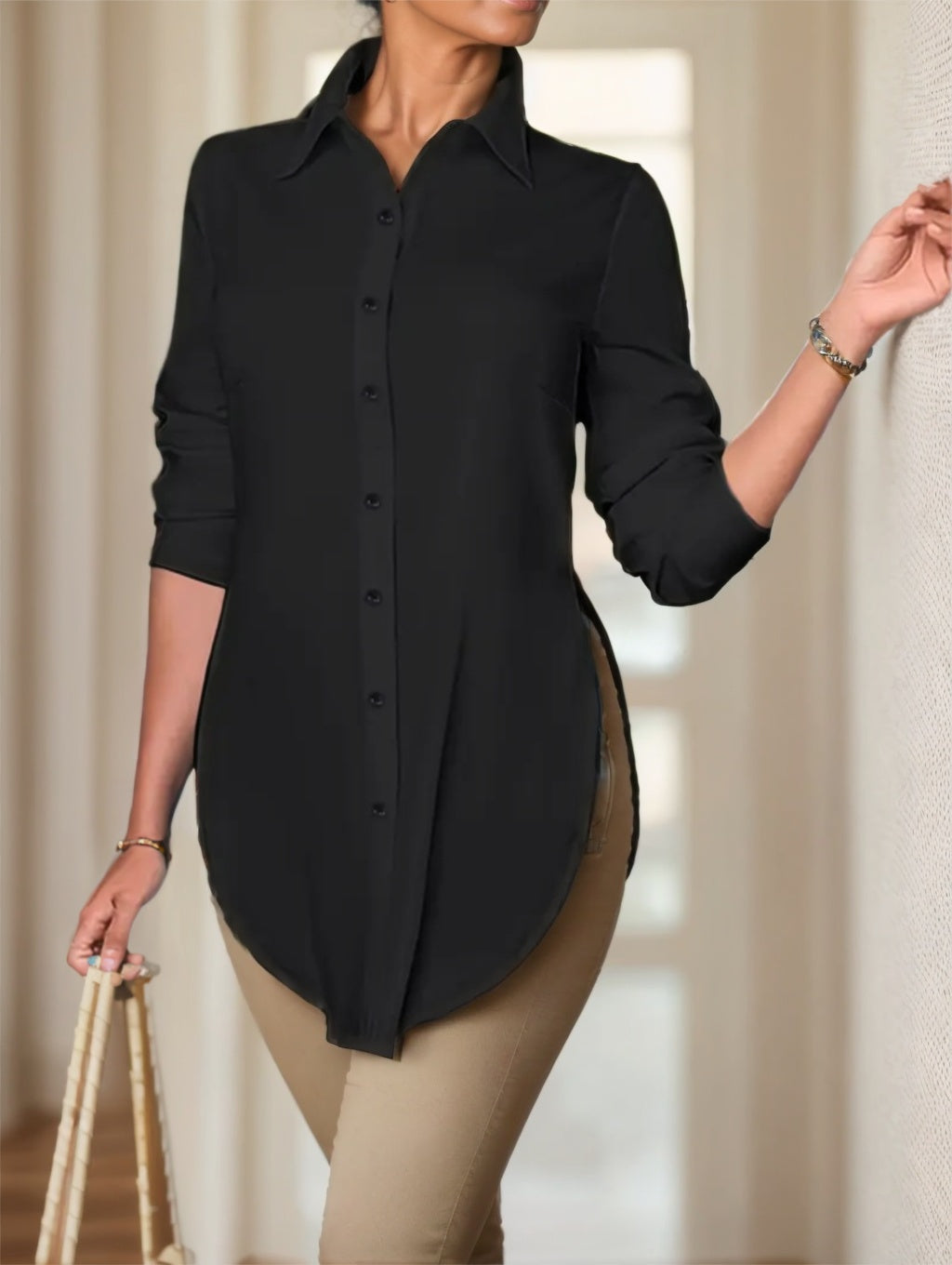 Split Button Front Shirt