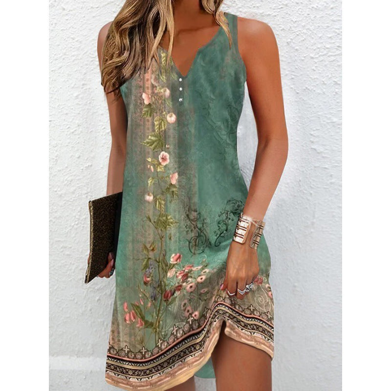 Fashion Personality Lady's Flower Printing Dress