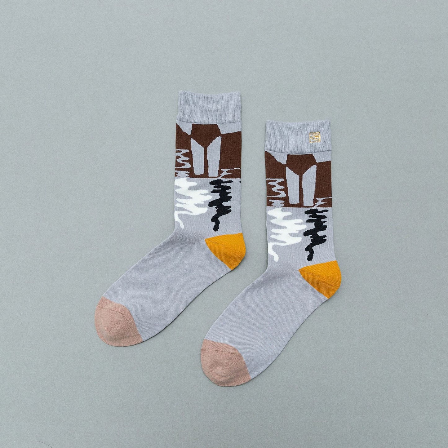 Personality contrast color graffiti character in tube socks Street style fashion cotton socks