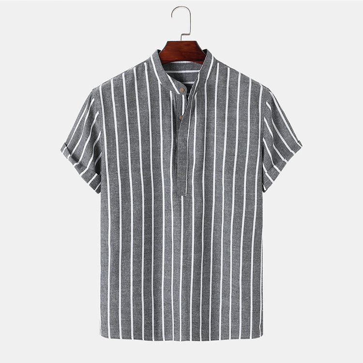 Fashion Striped Casual Men's Shirt Short Sleeve