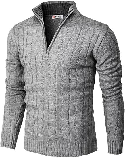 Men's Knitted Zippered Mock-neck Polo Sweater