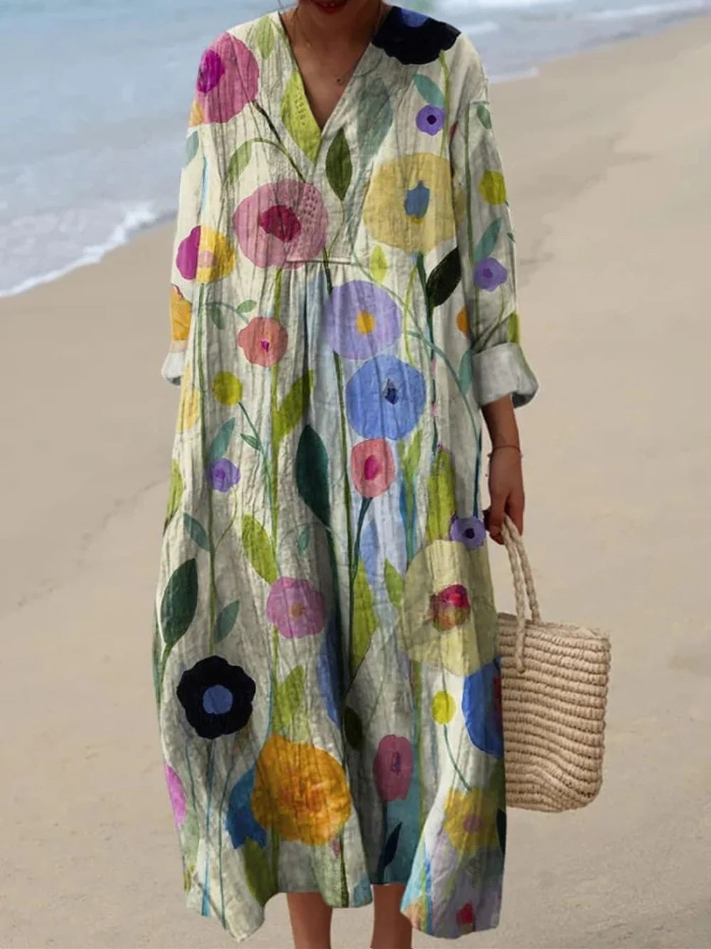 Long Sleeve Shirt Dress Women's Casual Floral