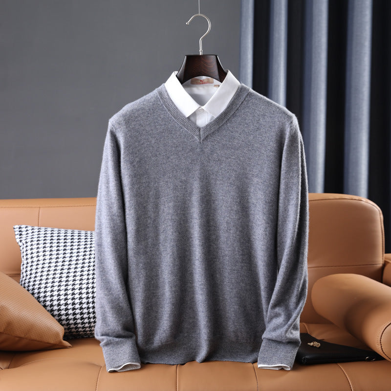 Korean Style Wool V-neck Bottoming Shirt Pullover Sweater