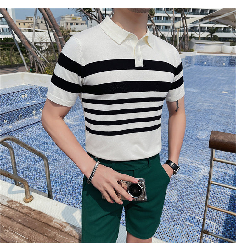 Men's Slim Fit Lapel Knitwear Sweater T-shirt