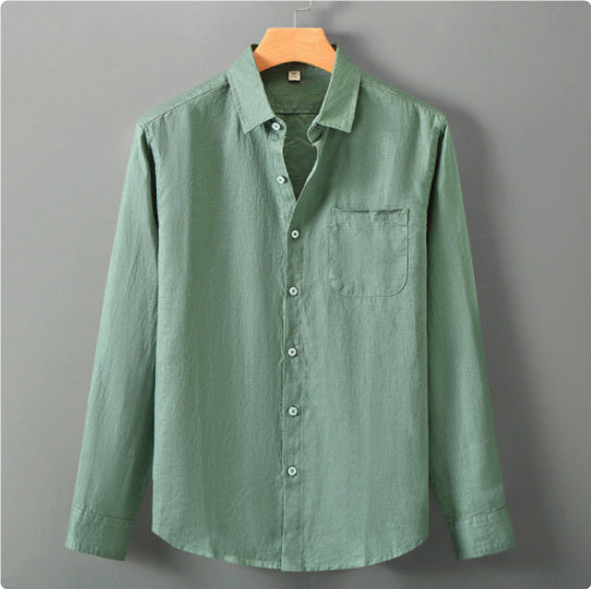 Pure Linen Shirt Men's Short Sleeve Summer