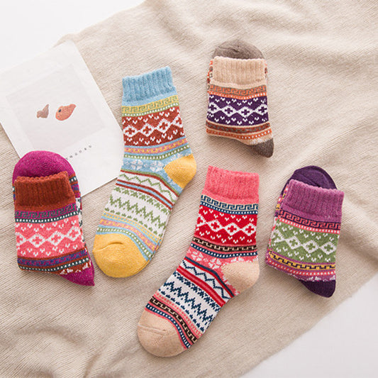 Women's Cross Ethnic Rabbit Wool Socks