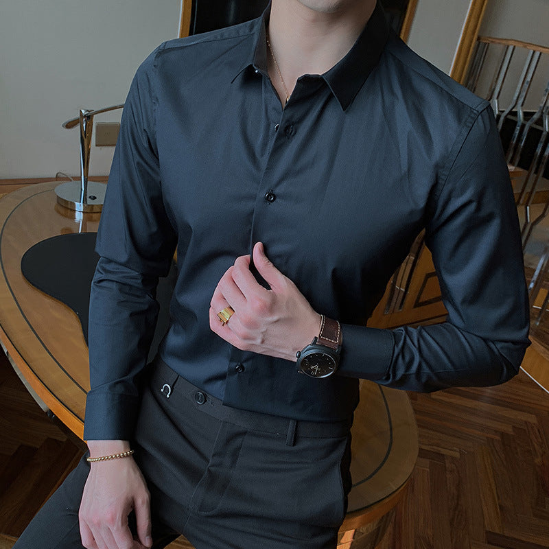 Men's Long Sleeve Shirt Slim Fit Shirt Business Casual White Shirt