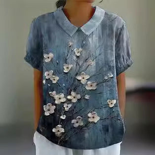 Retro Floral Cute Style Short Sleeve T-shirt