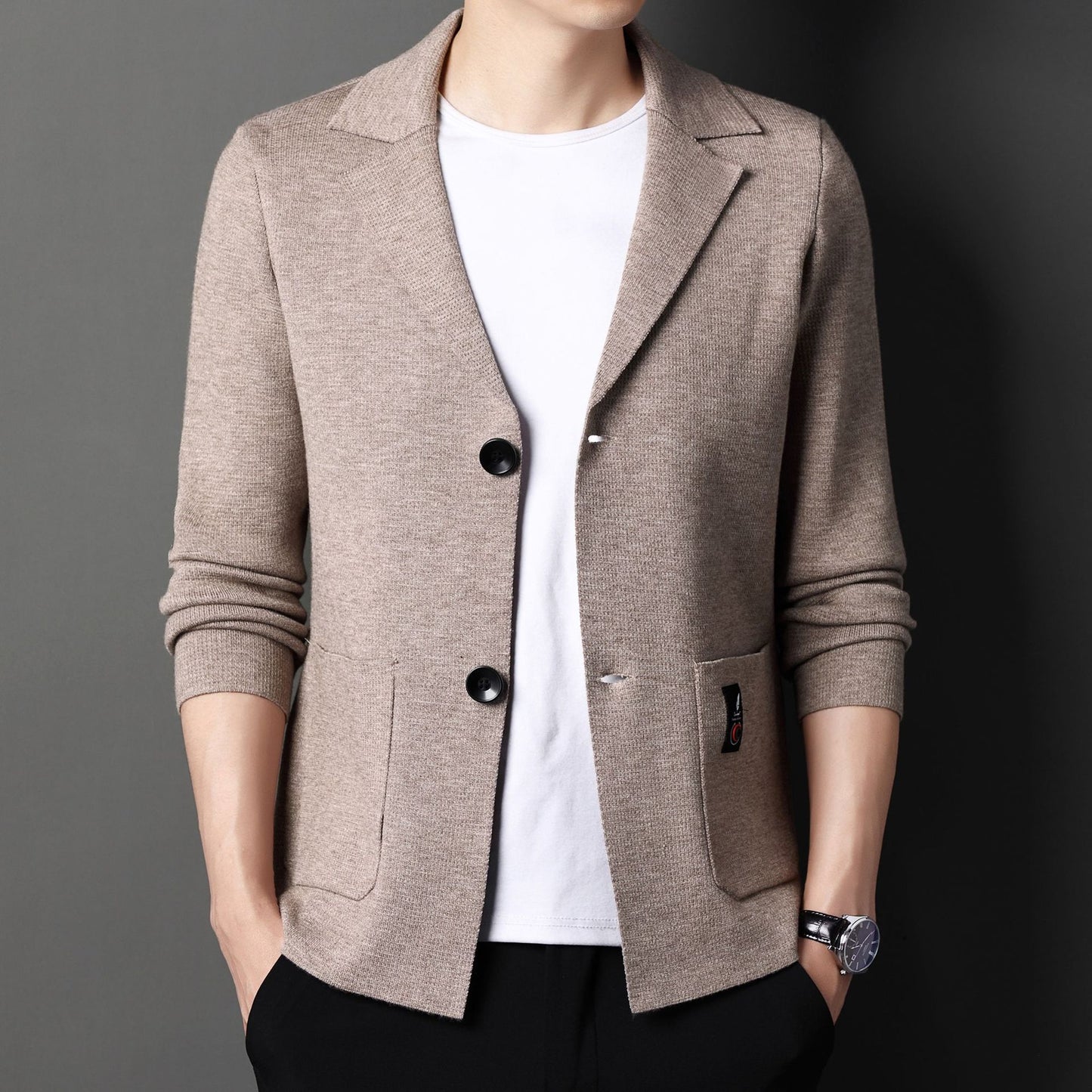 Men's Knit Cardigan Suit Young And Middle-aged