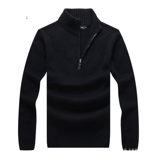 Men's Sweater Korean Style Slim Long-sleeved Casual Knit Sweater Striped Wool Men