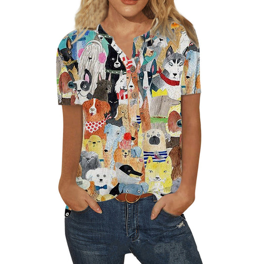 Printed Loose Casual Shirt Plus Size Women's Top