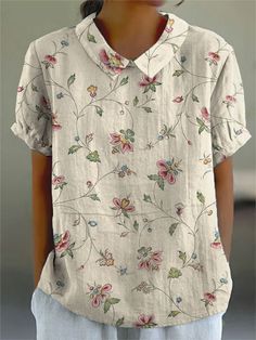 Retro Floral Cute Style Short Sleeve T-shirt