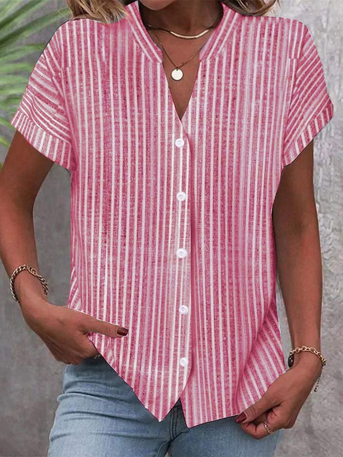 European And American New Short-sleeved Shirt Navy Style Striped Casual T-shirt