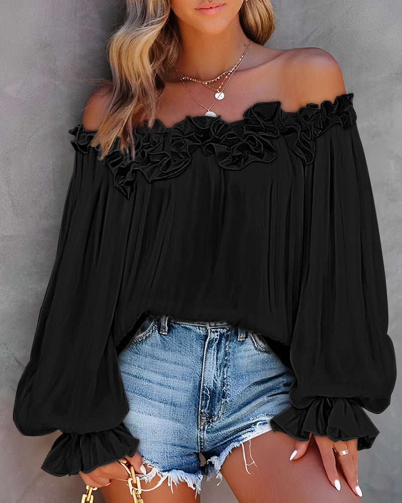Early Spring Hot Selling New Elegant Style Casual Off Shoulder Long Sleeved Shirt For Women