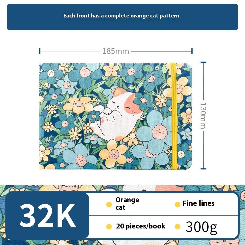 Feiluniao Watercolor Notebook Fabric Handmade Mini Portable Portable Character Sketch Hand Painted Graffiti Drawing Book