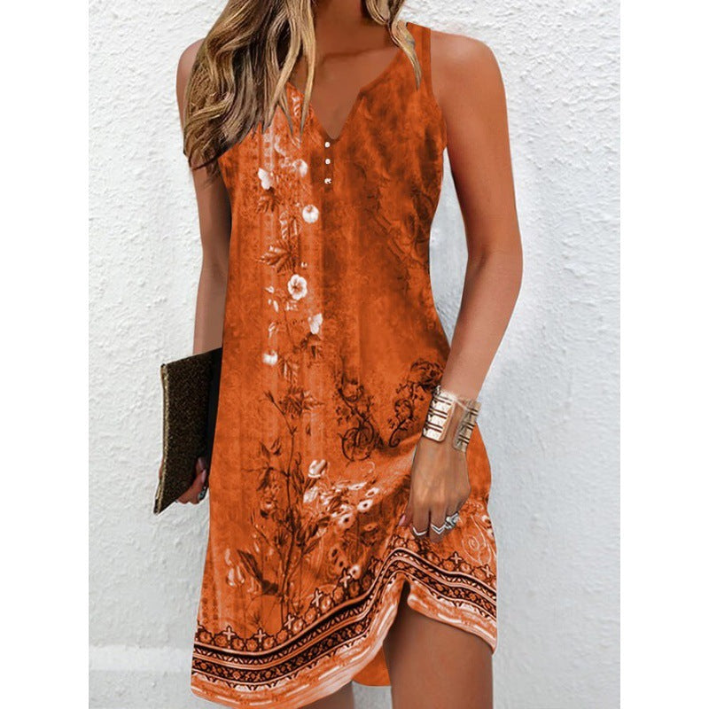 Fashion Personality Lady's Flower Printing Dress
