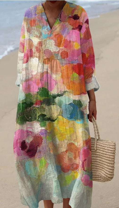 Long Sleeve Shirt Dress Women's Casual Floral