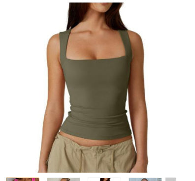 European And American Fashion Brand Sexy Slim-fit Hot Girl Top Square Collar Bottoming Shirt Vest